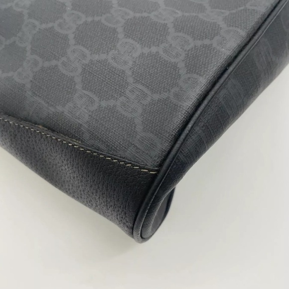 Auth WEEKEND DEAL GUCCI GG Sherry Line PVC Leather Black Drawstring Shoulder Bag - Picture 9 of 17